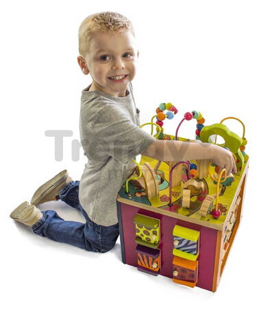 Drevená interaktívna kocka Zany Zoo B-Toys s aktivitami od 12 mes BTBX1004Z