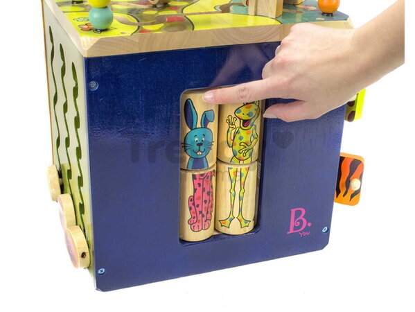 Drevená interaktívna kocka Zany Zoo B-Toys s aktivitami od 12 mes BTBX1004Z