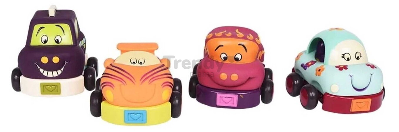 Autíčka na zotrvačník Wheeee-ls! B-Toys z mäkkého plastu 4 kusy od 12 mes BTBX1480Z