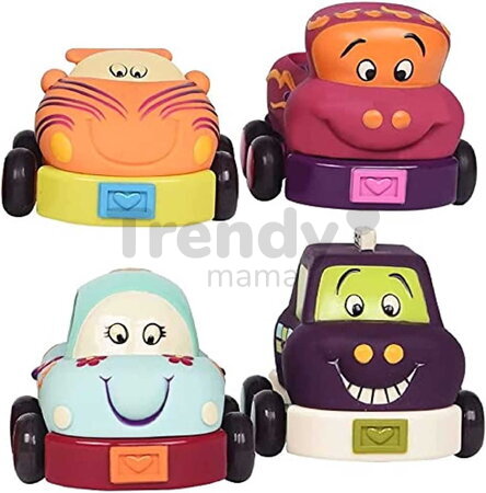 Autíčka na zotrvačník Wheeee-ls! B-Toys z mäkkého plastu 4 kusy od 12 mes BTBX1480Z