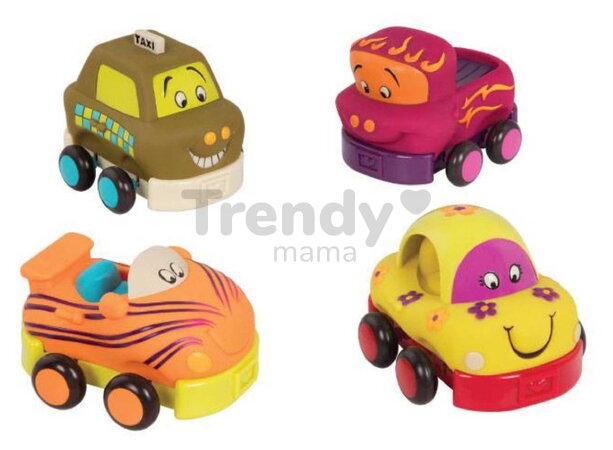 Autíčka na zotrvačník Wheeee-ls! B-Toys z mäkkého plastu 4 kusy od 12 mes BTBX1995Z