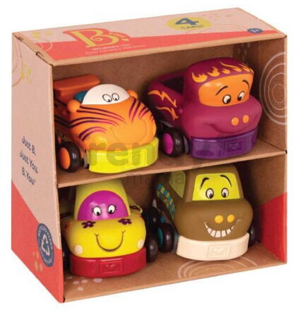 Autíčka na zotrvačník Wheeee-ls! B-Toys z mäkkého plastu 4 kusy od 12 mes BTBX1995Z