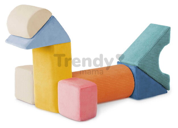 Textilné penové tvary Tumble-y Towers B-Toys 8 farebných kociek na rozvoj hmatu a zmyslov od 6 mes BTBX2452Z