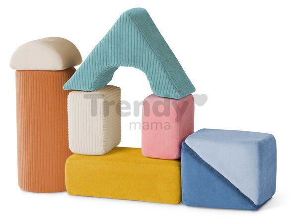 Textilné penové tvary Tumble-y Towers B-Toys 8 farebných kociek na rozvoj hmatu a zmyslov od 6 mes BTBX2452Z
