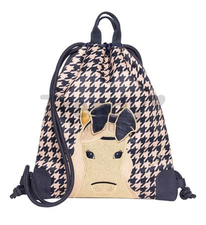 Školský vak na telocvik a prezuvky City Bag Houndstooth Horse Jeune Premier ergonomický luxusné prevedenie 40*36 cm