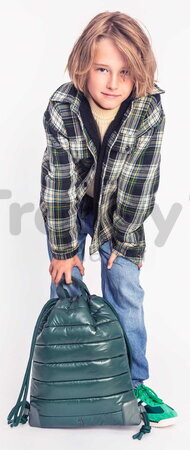 Školský vak na telocvik a prezuvky City Bag Puffer Green Jeune Premier ergonomický luxusné prevedenie 40*36 cm