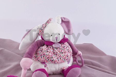 Plyšový zajačik Activity Doll Lapin Cerise Doudou et Compagnie so zrkadielkom a hrkálkou ružový 30 cm v darčekovom balení od 0 mes