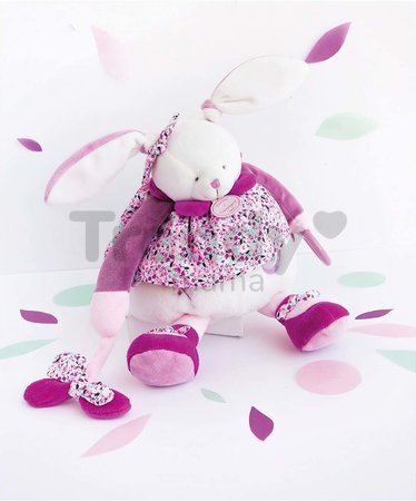 Plyšový zajačik Activity Doll Lapin Cerise Doudou et Compagnie so zrkadielkom a hrkálkou ružový 30 cm v darčekovom balení od 0 mes