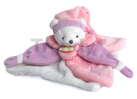 Plyšový medvedík na maznanie Collector Doudou et Compagnie ružový 24 cm v darčekovom balení od 0 mes
