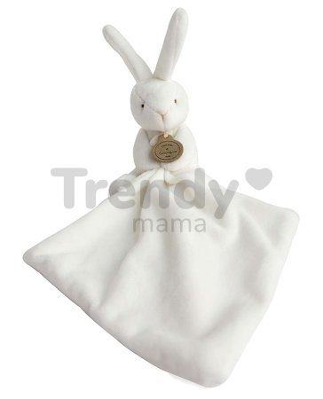 Plyšový zajačik na maznanie Bunny Flower Box Doudou et Compagnie biely 10 cm v darčekovom balení od 0 mes