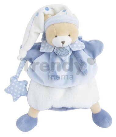 Plüss mackó kesztyűbáb Petit Chou Bear Hand Puppet Doudou et Compagnie kék 28 cm 0 hó-tól