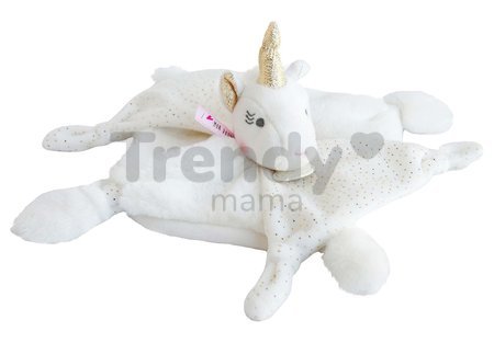 Plyšový jednorožec na maznanie Unicorn Lucie la Licorne Doudou et Compagnie biely 25 cm v darčekovom balení od 0 mes