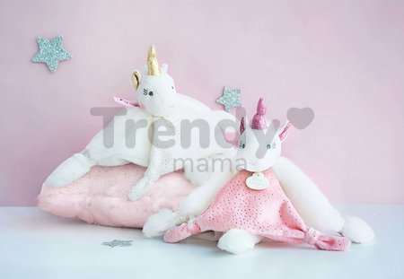 Plyšový jednorožec na maznanie Unicorn Lucie la Licorne Doudou et Compagnie biely 25 cm v darčekovom balení od 0 mes