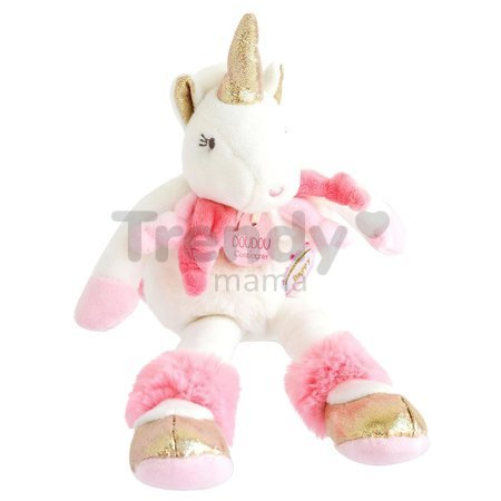 Plyšový jednorožec Unicorn Lucie la Licorne Doudou et Compagnie zlato-ružový 22 cm v darčekovom balení od 0 mes