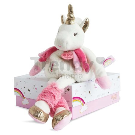 Plyšový jednorožec Unicorn Lucie la Licorne Doudou et Compagnie zlato-ružový 22 cm v darčekovom balení od 0 mes