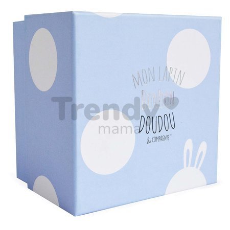 Plyšový zajačik Lapin Bonbon Doudou et Compagnie modrý 16 cm v darčekovom balení od 0 mes