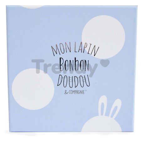 Plyšový zajačik Lapin Bonbon Doudou et Compagnie modrý 16 cm v darčekovom balení od 0 mes