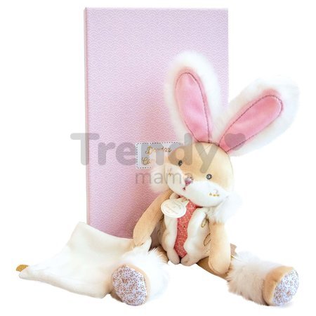 Plyšový zajačik Bunny Pink Lapin de Sucre Doudou et Compagnie ružový 31 cm v darčekovom balení od 0 mes