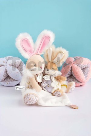 Plyšový zajačik na maznanie Lapin de Sucre Doudou et Compagnie biely 24 cm v darčekovom balení od 0 mes