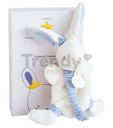 Plyšový zajačik s klipom na cumlík Bunny Sailor Perlidoudou Doudou et Compagnie modrý 15 cm v darčekovom balení od 0 mes