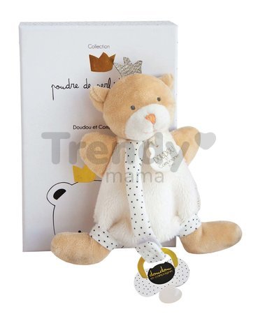 Plyšový medvedík s klipom na cumlík Bear Little King Perlidoudou Doudou et Compagnie hnedý v darčekovom balení 15 cm od 0 mes