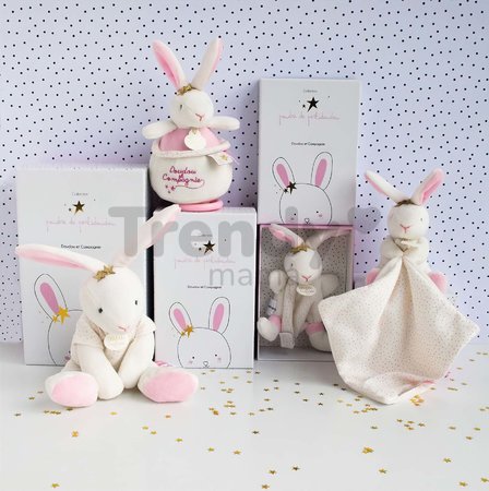 Plyšový zajačik na maznanie Bunny Star Perlidoudou Doudou et Compagnie ružový 10 cm v darčekovom balení od 0 mes