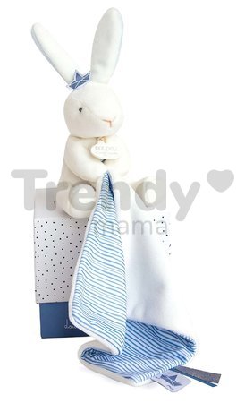 Plyšový zajačik na maznanie Bunny Sailor Perlidoudou Doudou et Compagnie modrý 10 cm v darčekovom balení od 0 mes