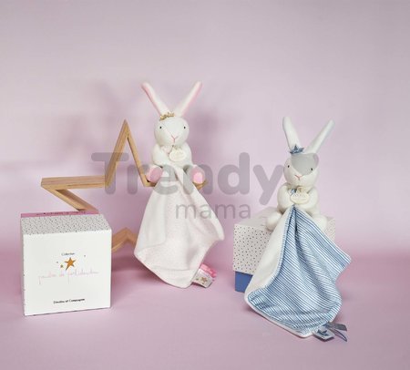 Plyšový zajačik na maznanie Bunny Sailor Perlidoudou Doudou et Compagnie modrý 10 cm v darčekovom balení od 0 mes