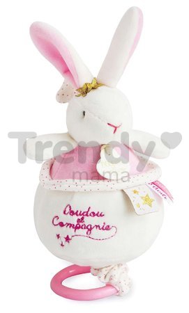 Plyšový zajačik s melódiou Bunny Star Music Box Perlidoudou Doudou et Compagnie ružový 14 cm v darčekovom balení od 0 mes