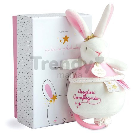 Plyšový zajačik s melódiou Bunny Star Music Box Perlidoudou Doudou et Compagnie ružový 14 cm v darčekovom balení od 0 mes