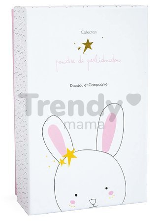 Plyšový zajačik s melódiou Bunny Star Music Box Perlidoudou Doudou et Compagnie ružový 14 cm v darčekovom balení od 0 mes