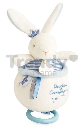 Plyšový zajačik s melódiou Bunny Sailor Music Box Perlidoudou Doudou et Compagnie modrý 14 cm v darčekovom balení od 0 mes