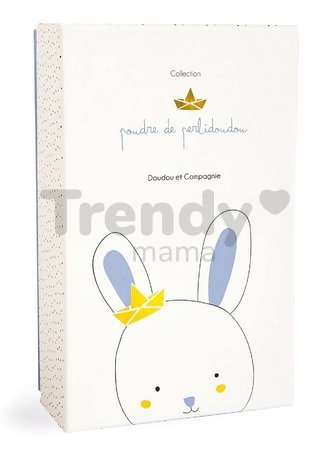 Plyšový zajačik s melódiou Bunny Sailor Music Box Perlidoudou Doudou et Compagnie modrý 14 cm v darčekovom balení od 0 mes