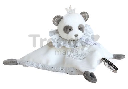Plyšová panda na maznanie Attrape-Rêves Doudou et Compagnie sivá v darčekovom balení 20 cm od 0 mes