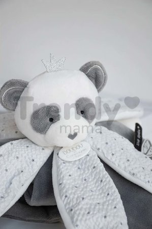 Plyšová panda na maznanie Attrape-Rêves Doudou et Compagnie sivá v darčekovom balení 26 cm od 0 mes