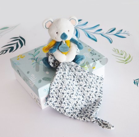 Plyšová koala na maznanie Yoca le Koala Doudou et Compagnie modrá 15 cm v darčekovom balení od 0 mes