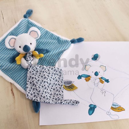 Plyšová koala na maznanie Yoca le Koala Doudou et Compagnie modrá 25 cm od 0 mes