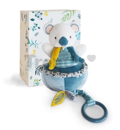 Plyšová koala s melódiou Yoca le Koala Music Box Doudou et Compagnie modrá 20 cm v darčekovom balení od 0 mes