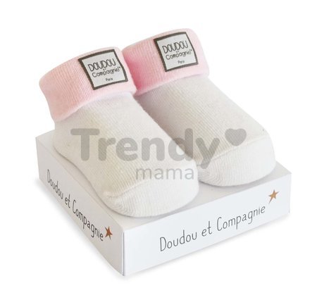 Ponožky pre bábätko Birth Socks Doudou et Compagnie ružové s jemným vzorom od 0-6 mes