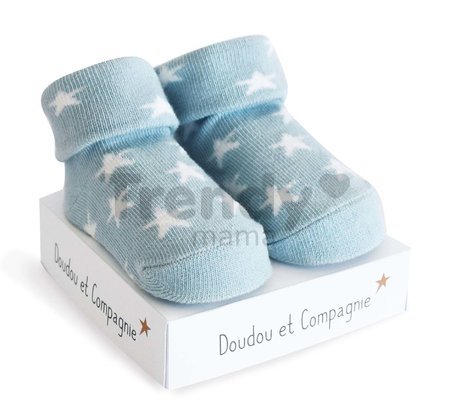 Ponožky pre bábätko Birth Socks Doudou et Compagnie modré s jemným vzorom od 0-6 mes