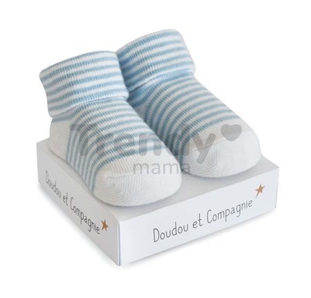 Ponožky pre bábätko Birth Socks Doudou et Compagnie modré s jemným vzorom od 0-6 mes