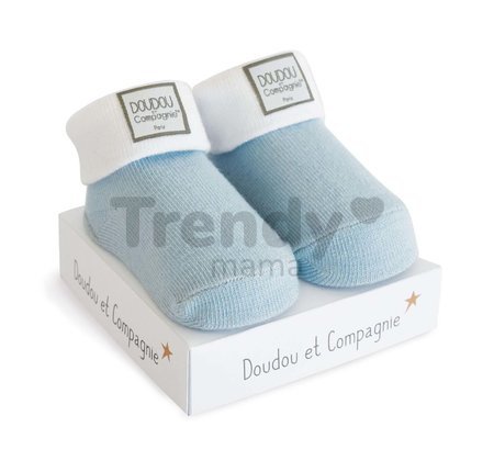 Ponožky pre bábätko Birth Socks Doudou et Compagnie modré s jemným vzorom od 0-6 mes