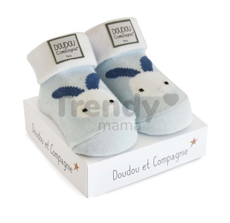 Ponožky pre bábätko Birth Socks Doudou et Compagnie modré s jemným vzorom od 0-6 mes