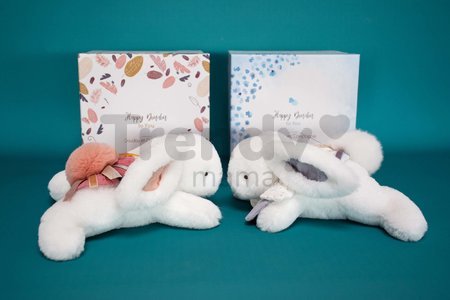Plyšový zajačik Bunny Happy Glossy Doudou et Compagnie biely 25 cm v darčekovom balení od 0 mes