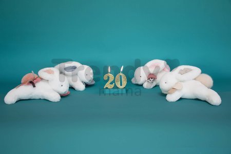 Plyšový zajačik Bunny Happy Glossy Doudou et Compagnie biely 25 cm v darčekovom balení od 0 mes