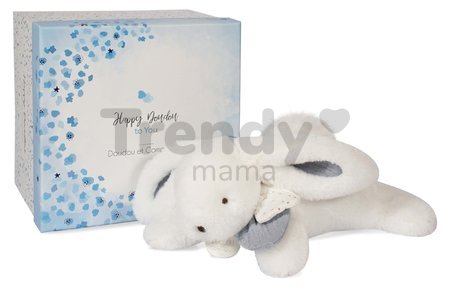 Plyšový zajačik Bunny Happy Glossy Doudou et Compagnie biely 25 cm v darčekovom balení od 0 mes