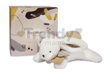 Plyšový zajačik Happy Wild Doudou et Compagnie biely 25 cm v darčekovom balení od 0 mes