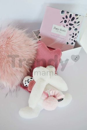 Plyšový zajačik Happy Blush Doudou et Compagnie biely 25 cm v darčekovom balení od 0 mes