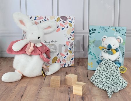 Plyšový zajíček Bunny Happy Boho Doudou et Compagnie růžový 25 cm v dárkovém balení od 0 měsíců