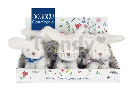 Plyšový zajačik Bunnies Scrunchie Doudou et Compagnie biely 12 cm rôzne druhy od 0 mes